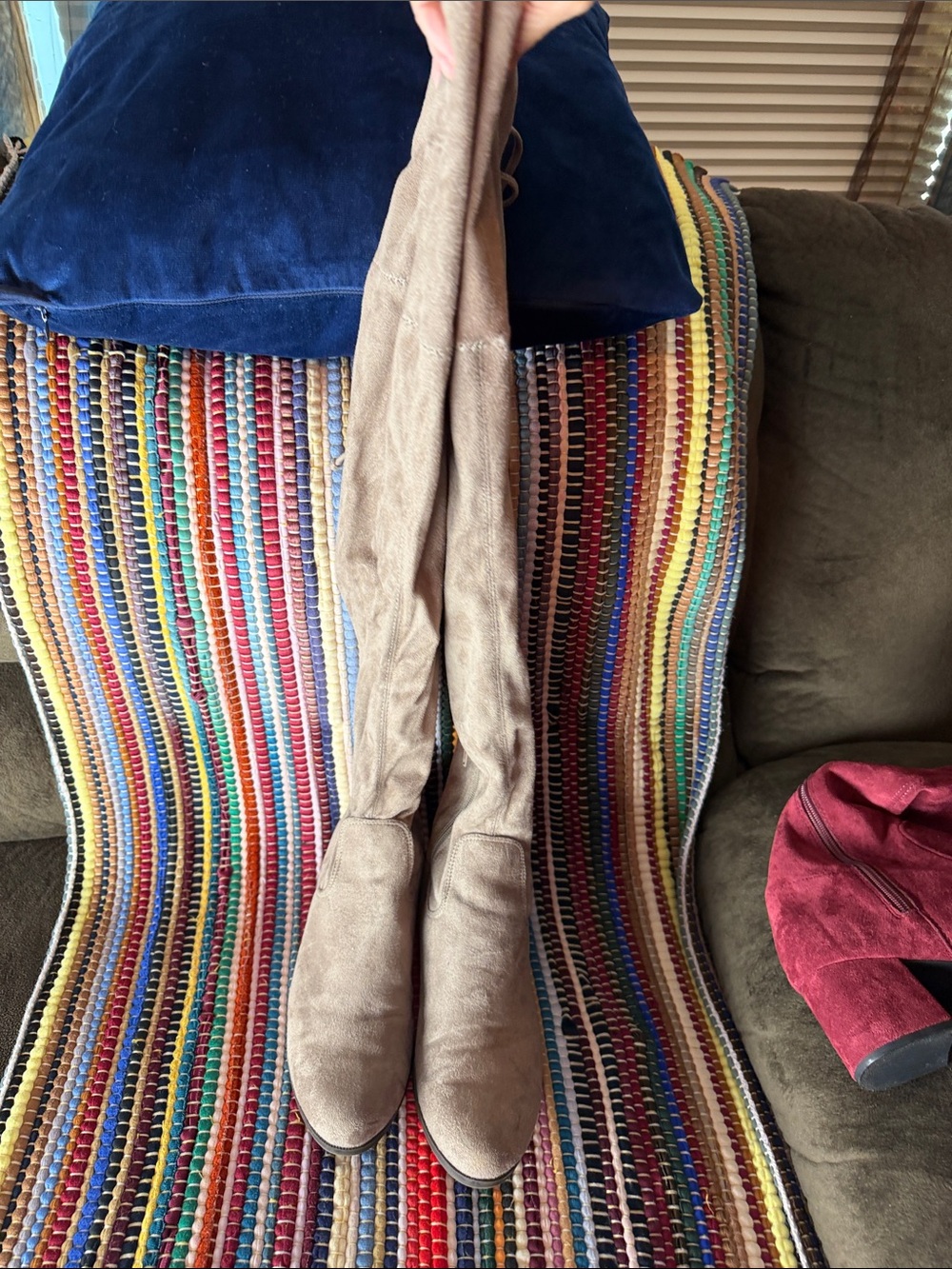 Taupe Over-the-Knee Suede Boots
